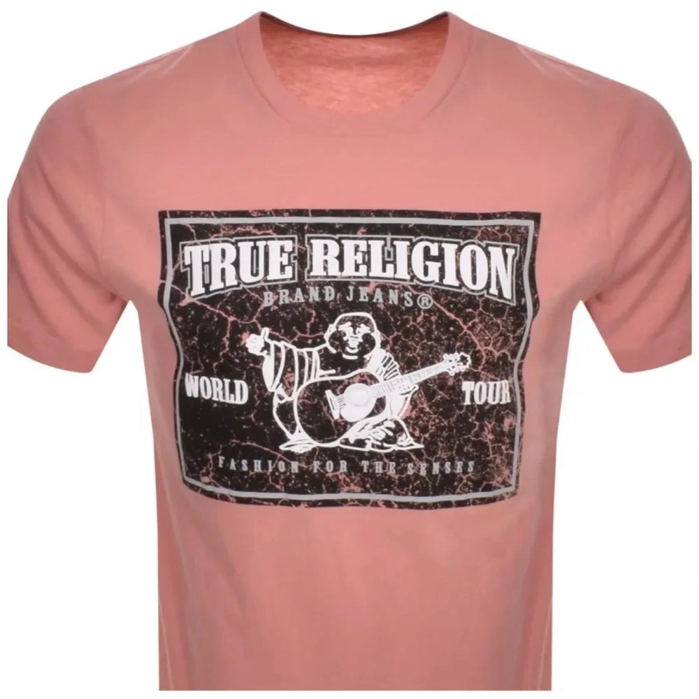 Men’s True Religion Vintage SRS T Shirt Pink NWOT Size Small